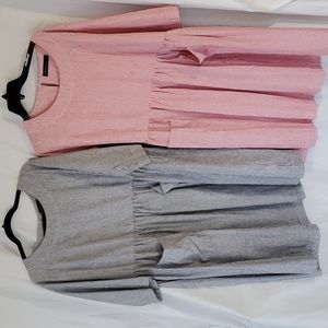 Set of 2 Zanzea pinstripe farm dresses black is 4XL red is 5XL.